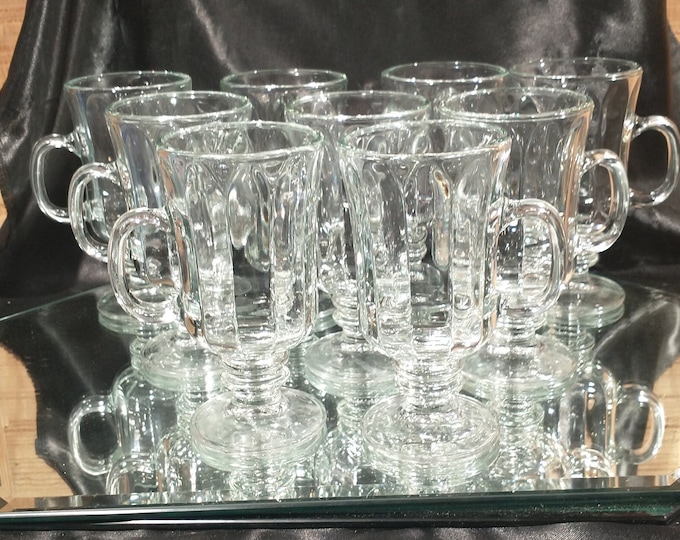 Libbey Milan Irish Coffee Mugs, SET OF 9, 5 3/4, 8.5 Oz, Excellent