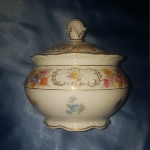 Vintage Schumann china Empress Dresden Flowers Sugar Bowl with lid