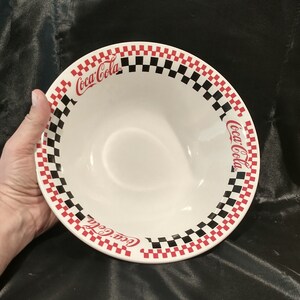 Vtg Coca-Cola Checkered Flag Serving Bowl, 10 1/4&quot;, by Gibson, 1996, Excellent Condition