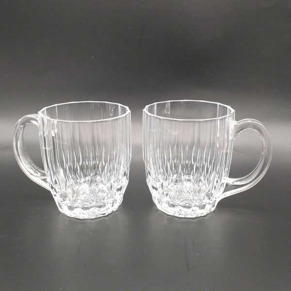 Vintage Cristal D'Arques Bretagne Mugs, SET OF 2, 3 3/4", 11 oz, Lead Crystal, 1990-1996, Excellent Condition!