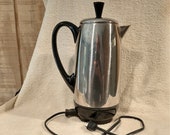 Vtg Farberware Stainless Steel Percolator, Superfast Automatic, 12 cup, Model 1428, Complete, Tested and Works
