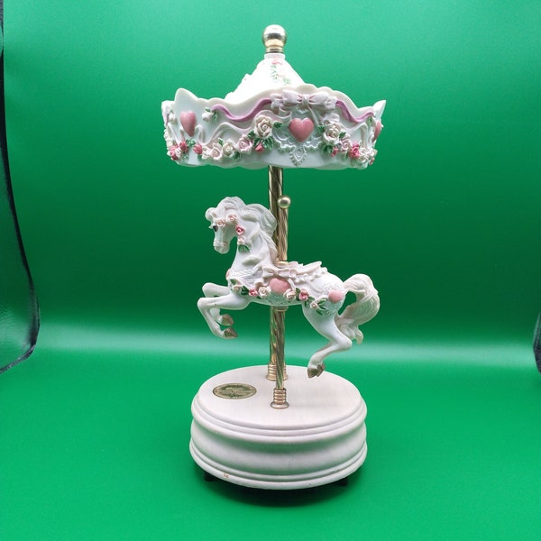 Vintage Heart's Desire Musical Carousel by San Francisco Music Box Company, 10 1/2", 1996, 1088/5000 Limited Edition, Excellent Condition!