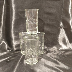 Cut Glass Starburst Set of 4 Drinking Glasses Vintage 4 Inch Juice