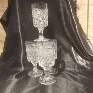 Vtg Anchor Hocking Wexford 6 5/8&quot; Stemmed Glasses, SET OF 4