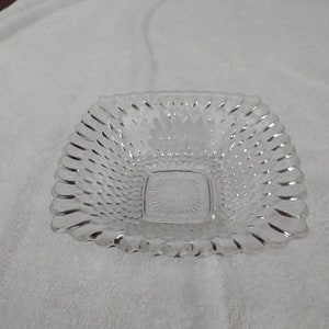 VIntage Indiana Glass Square Candy Dish, Diamond Point Pattern, 6 1/2 wide