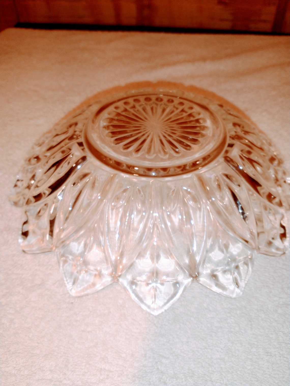 Vintage Federal Glass Petal Pattern 2829 Clear Bowl, 8 1/2