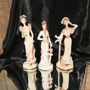 Vtg Victorian Ladies Figurines, SET OF 3, Marlo Collection by Artmark, 8 1/2"-9 1/2", Excellent Vintage Condition!