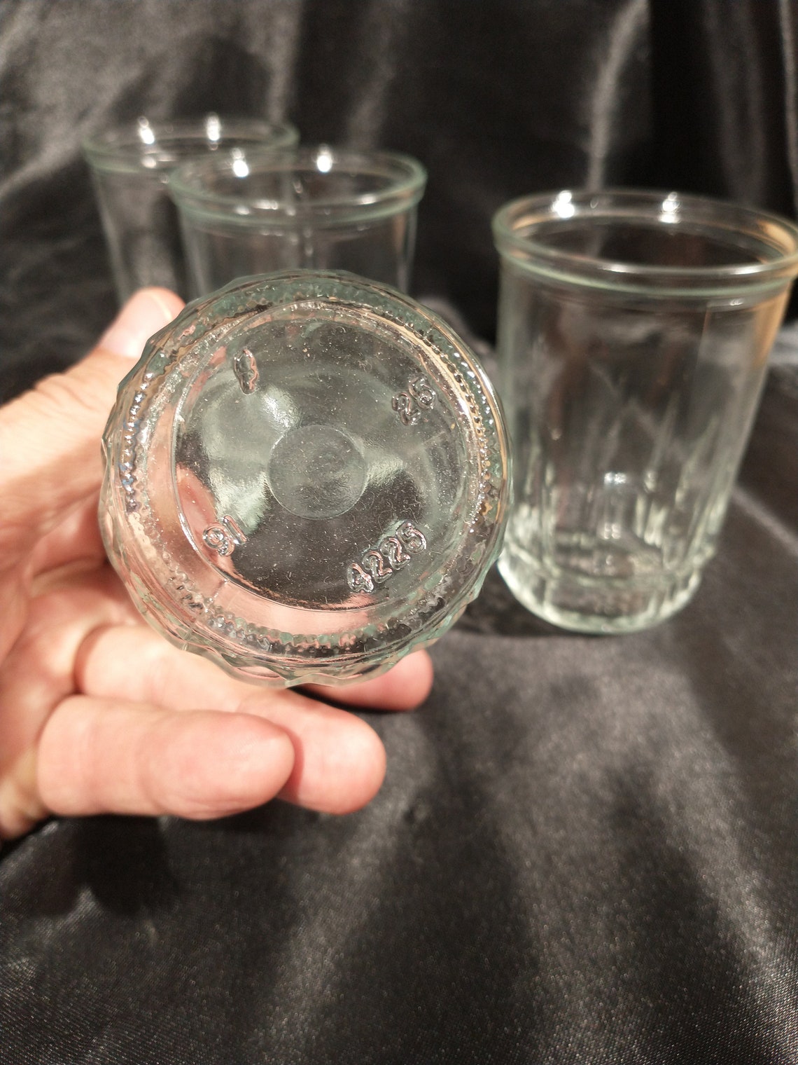 Set of 4 Jelly Jar Juice Glasses Spear Pattern 4 8 Etsy