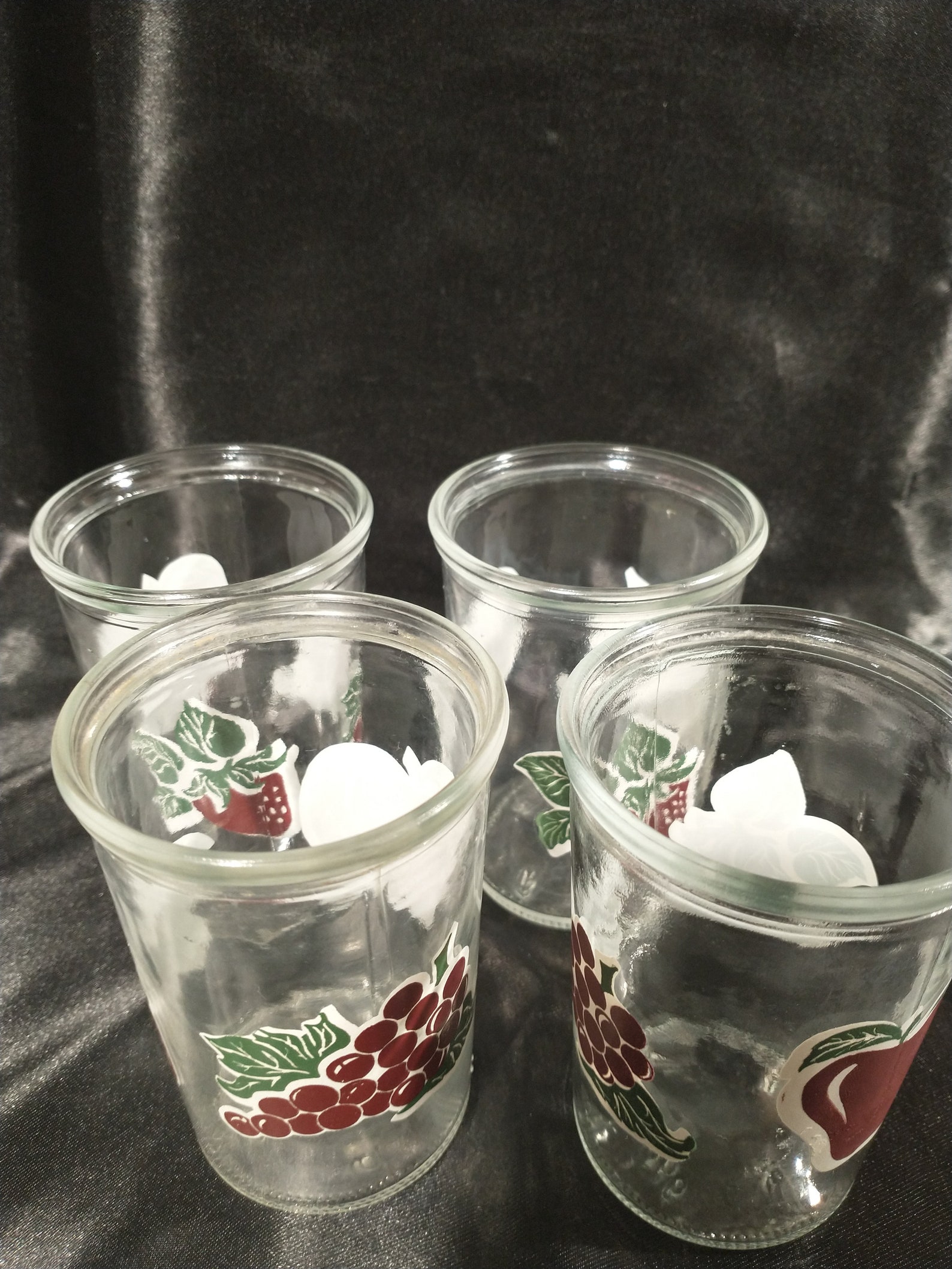 Vtg Ball Jelly Jar Juice Glasses Fruit Print SET OF 4 Etsy