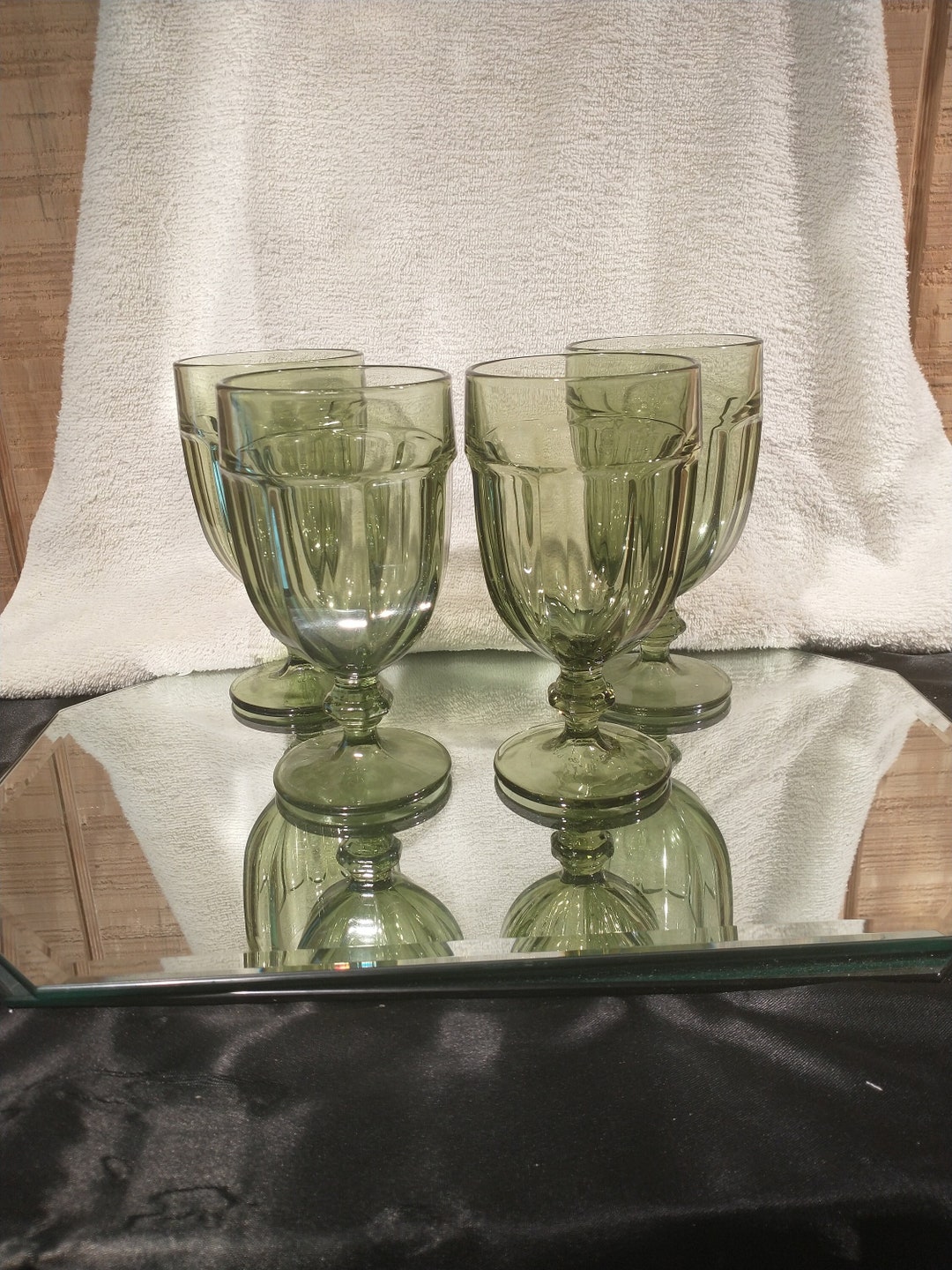 Libbey Gibraltar Olive Iced Tea Goblets, SET OF 4, 7, 16 Oz., Excellent