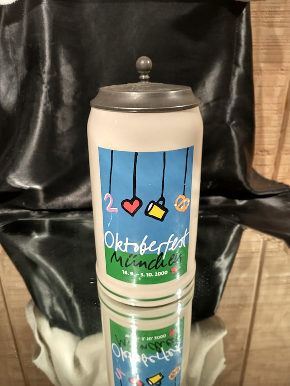 Vtg Rastal Oktoberfest 2000 Munchen Beer Stein w/Lid, 1 L, Max Konig II Lid, Germany Beer Gear, Artist Signed, Excellent!