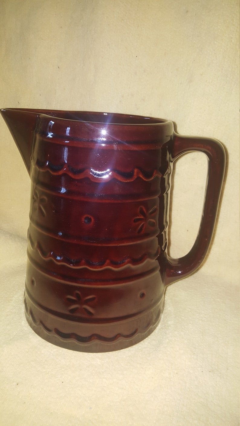 Vintage Marcrest Stoneware 2 Qt Pitcher Pennsylvania Dutch Etsy