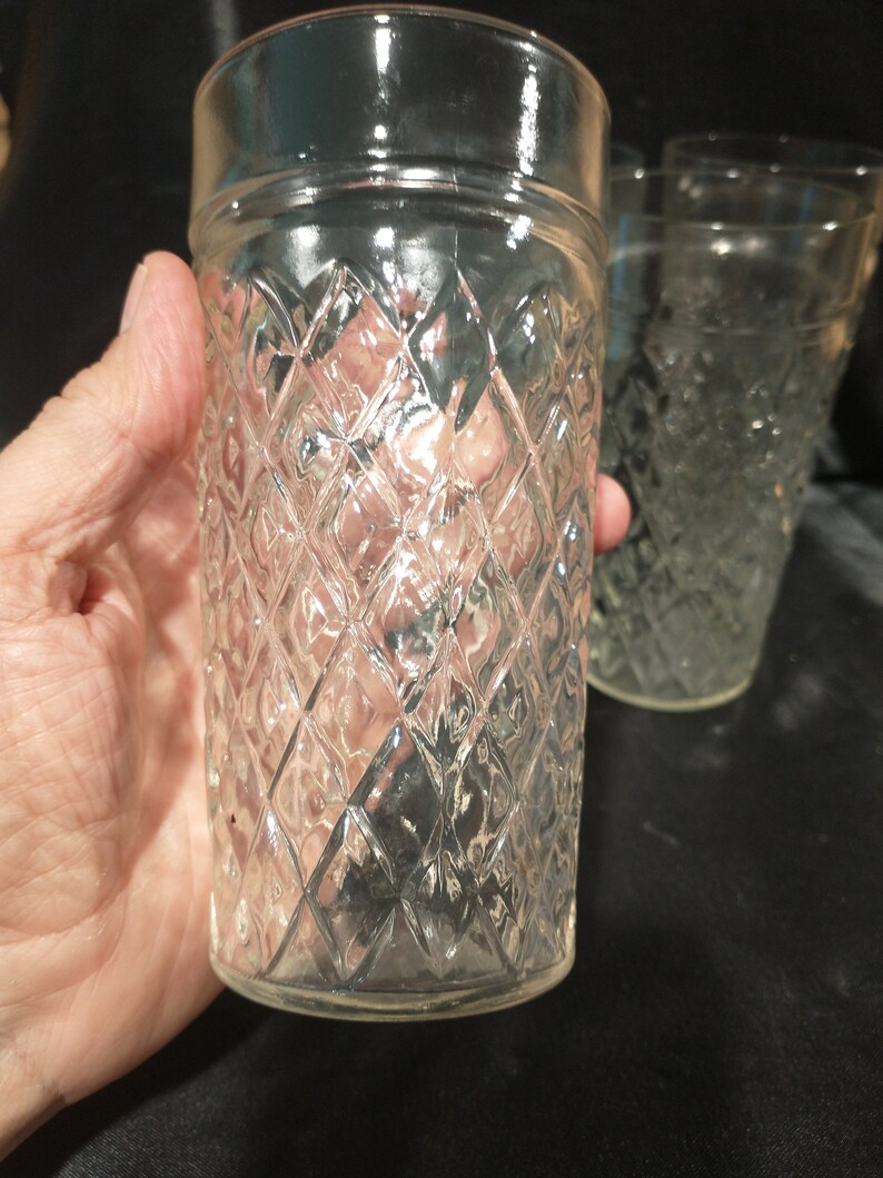 Vtg Anchor Hocking Quilted Diamond Tea Glasses SET OF 4 Etsy