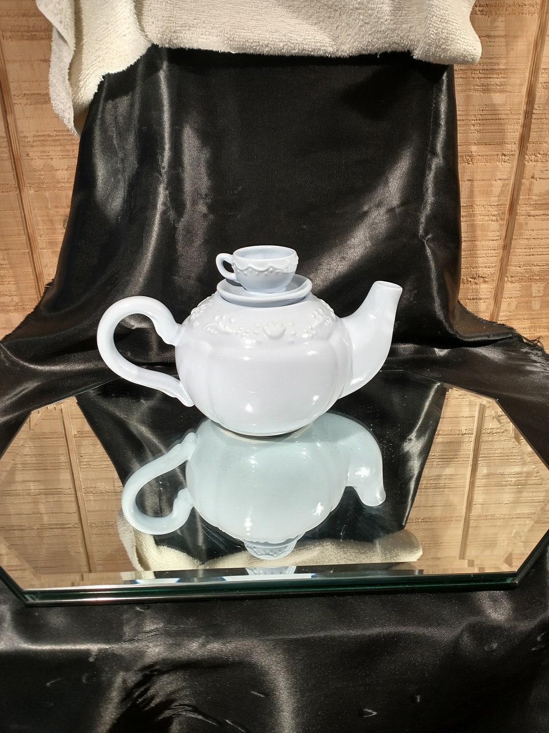 Hallmark Light Blue Teapot With Teacup Lid, by Kimberly Hodges