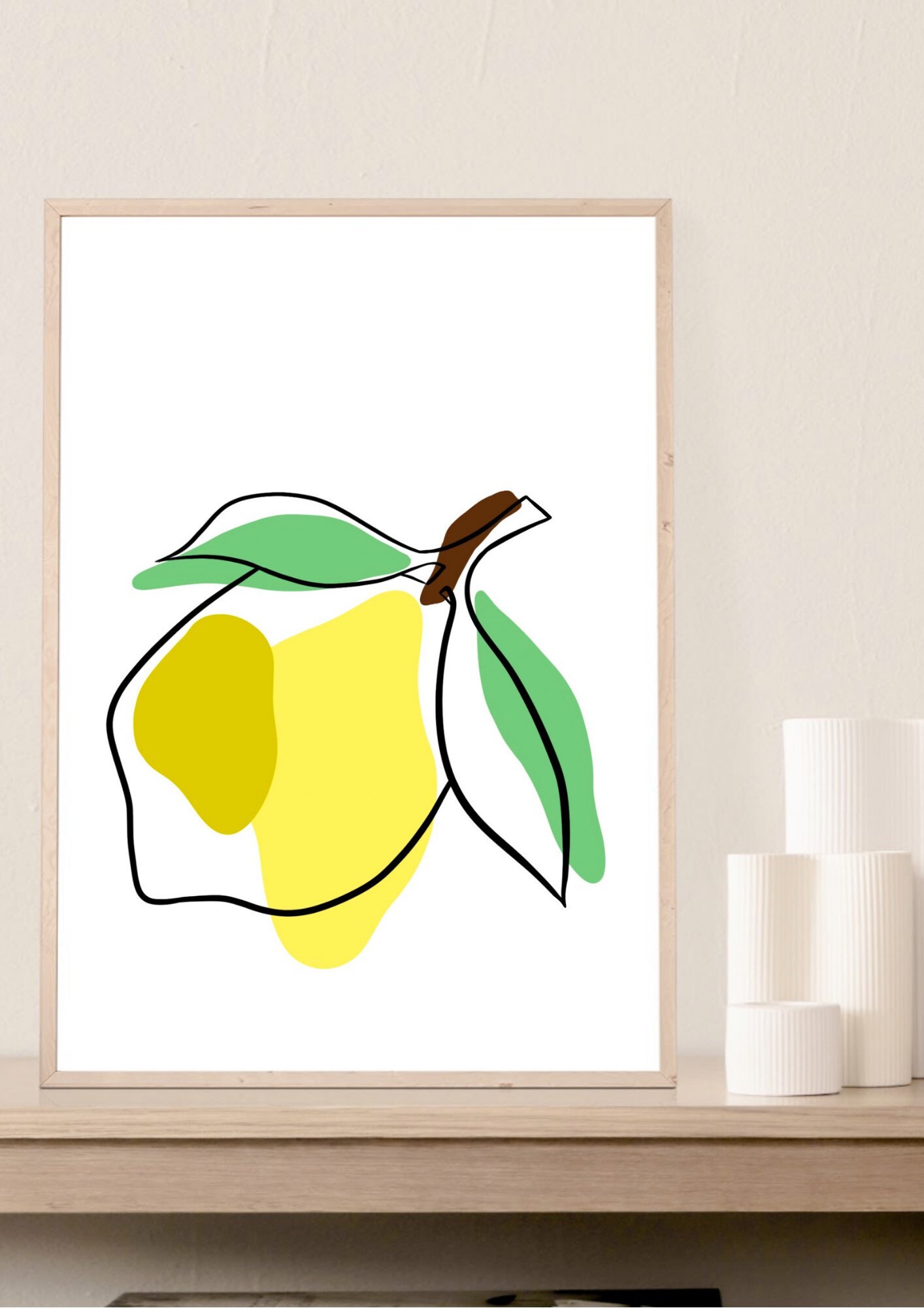 Lemon Print Abstract Wall Art Citrus Fruit Kitchen and Etsy