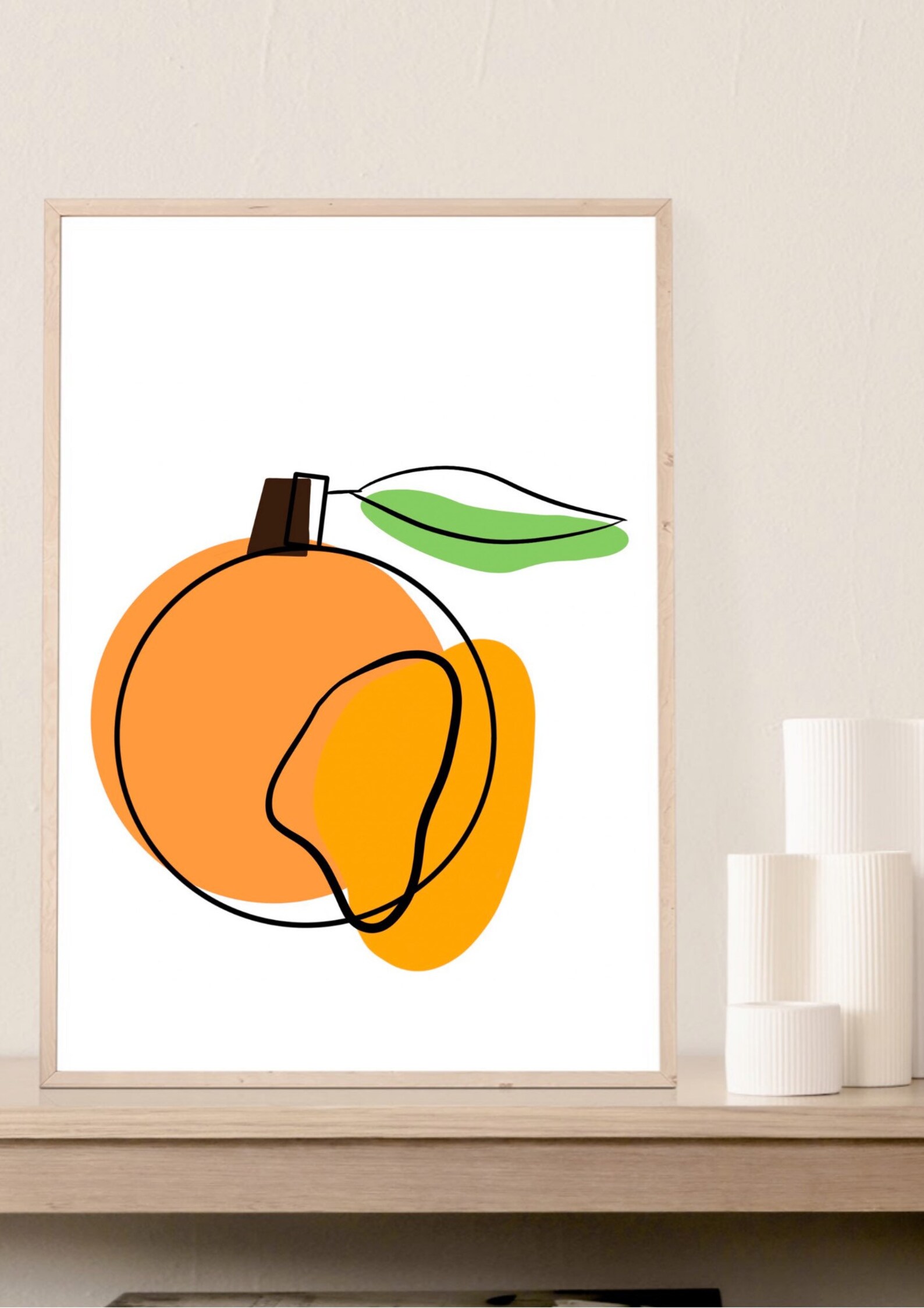 Set of 3 Wall Art Abstract Fruit Prints Minimalist Wall Etsy