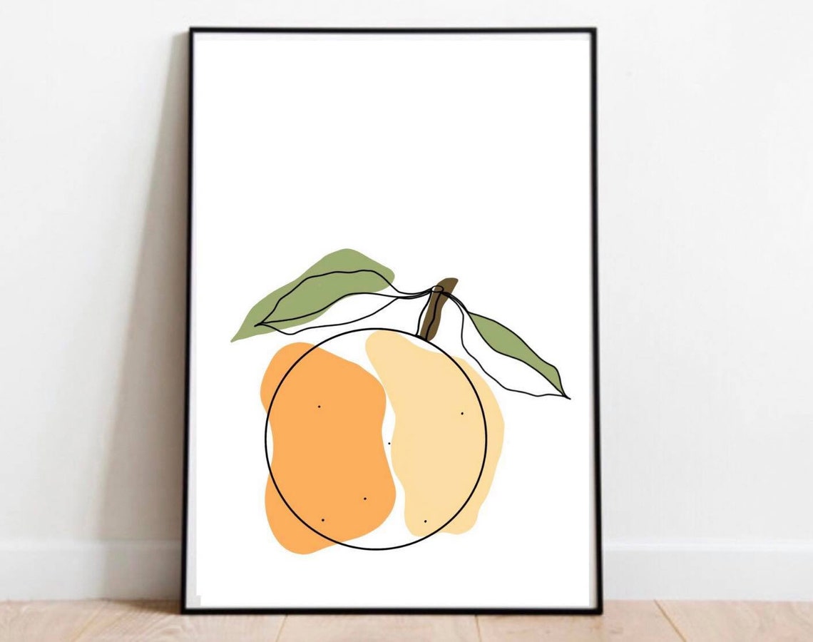 Set of 3 Wall Art Abstract Fruit Prints Minimalist Wall Etsy