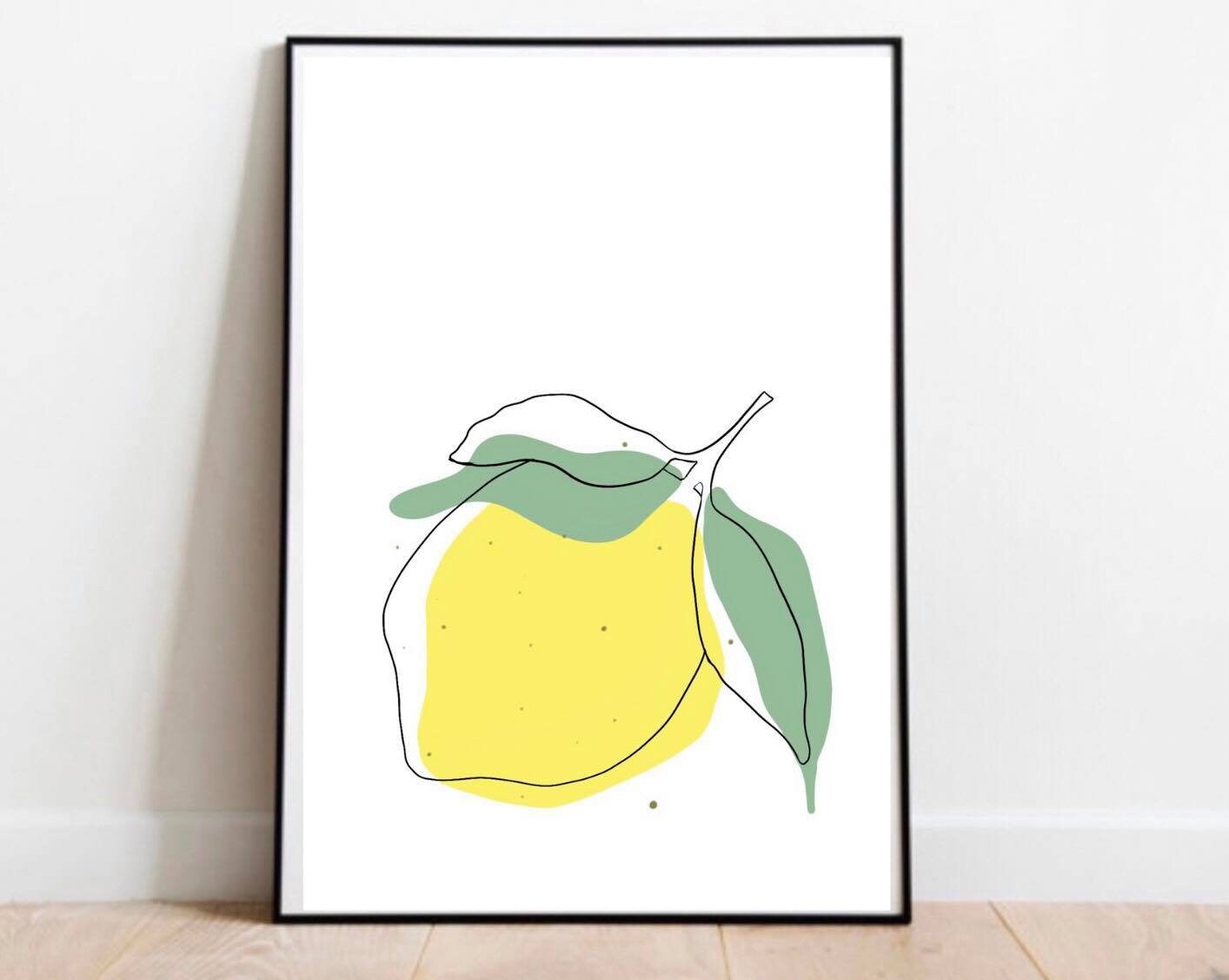 Set of 3 Wall Art Abstract Fruit Prints Minimalist Wall Etsy
