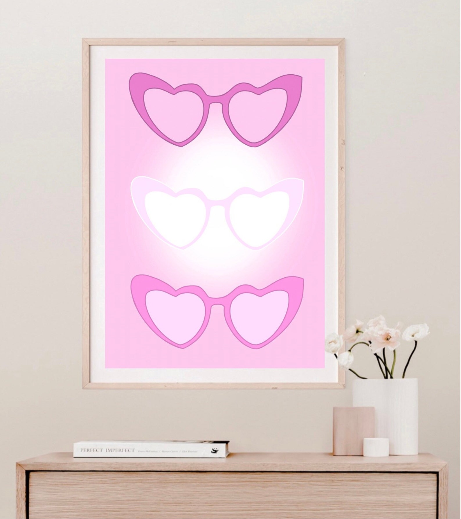 Bold Pink Heart Sunglasses Print Retro Poster Art Y2K | Etsy