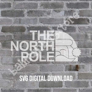 Het North Pole SVG Logo File, INSTANT DOWNLOAD, North Face Inspired Digital Design voor druk- of snijmachines Cricut svg Christmas