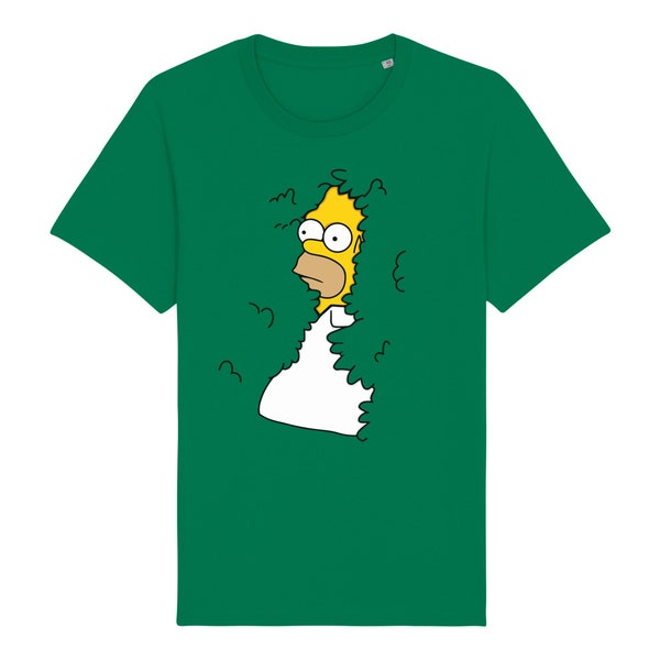 Homer Simpson Backs Into The Bushes T-Shirt - Homer Meme Inspired tee - Green Crew Neck Shirt - Gift for Father's Day, Geek Dad, Gamer Dad