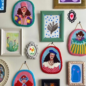 Red Hair Girl Wall Hangings, Punch Needle, Needle Art, Wall Decor