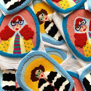 Red Hair Girl Wall Hangings, Punch Needle, Needle Art, Wall Decor