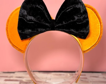 Simba Lion King Ears | Orange & Gold, Black Velvet Bow