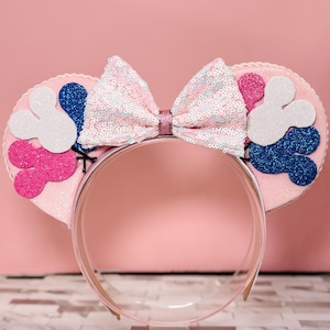 Double-Sided Disney Mickey Ears | Glitter Balloon Front & Sparkling Castle Back | Perfect Disney Headband for Park Visits