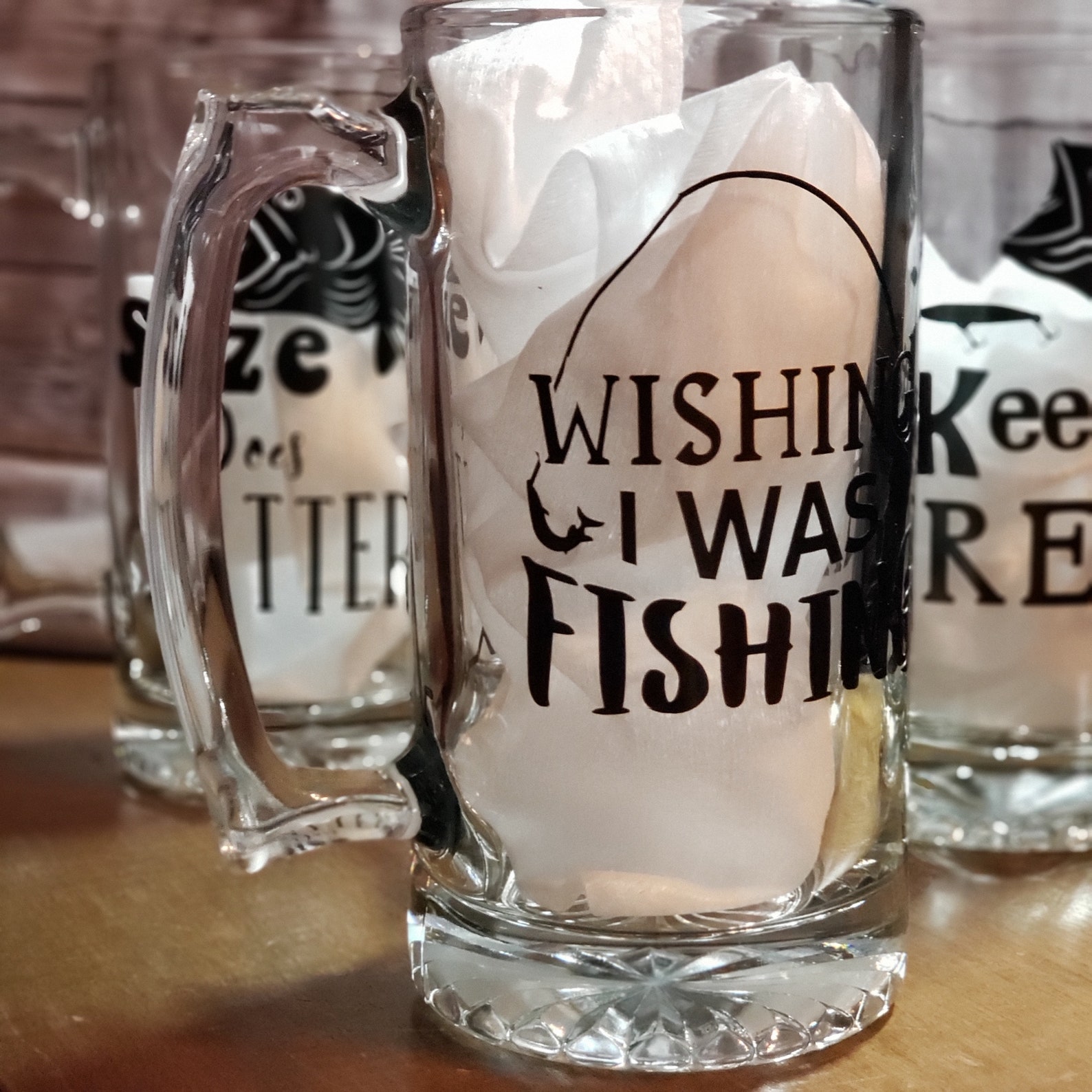 Fishing Beer Mugs Fish Beer Mugs Outdoors Beer Mug Beer Etsy