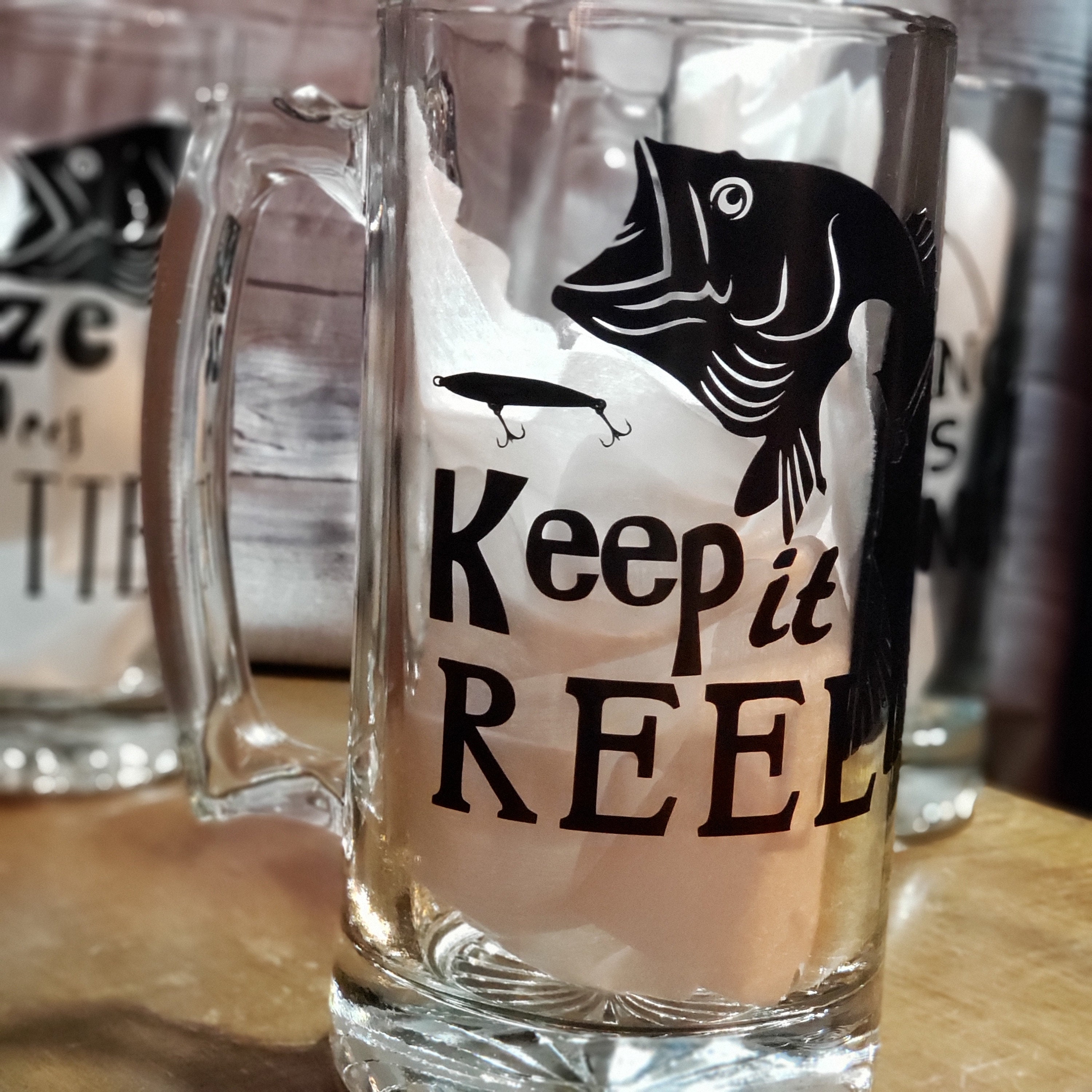 Fishing Beer Mugs Fish Beer Mugs Outdoors Beer Mug Beer Etsy
