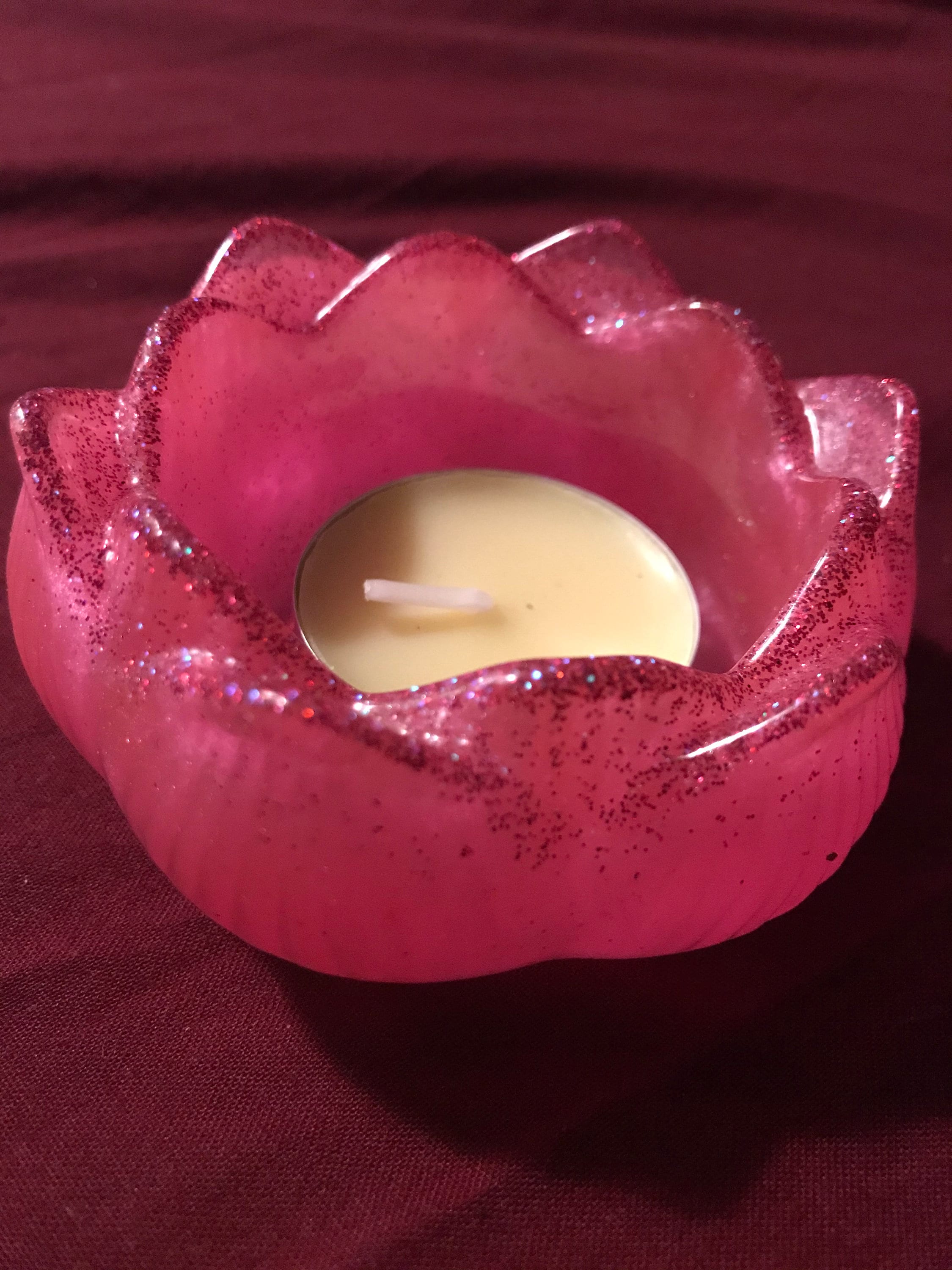 Resin lotus flower candle holder with tea light candle Etsy