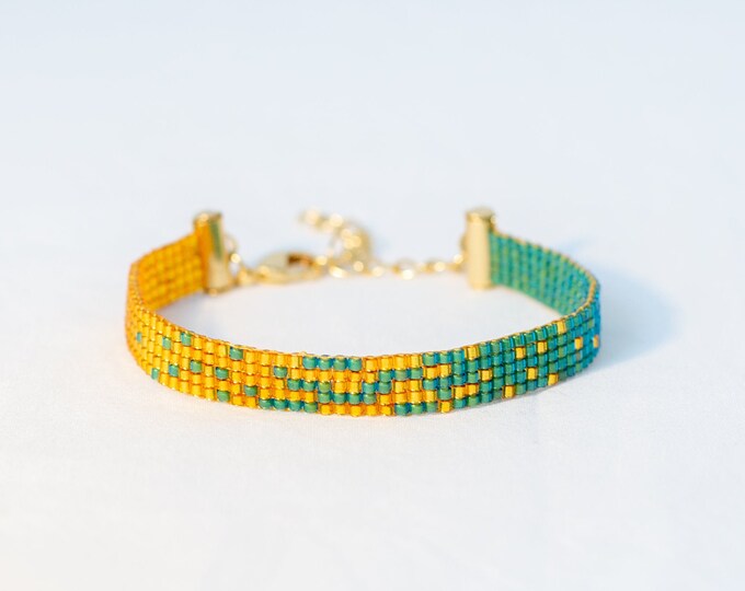 Miyuki delica beads bracelet Sahara Green