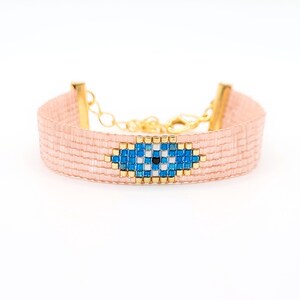 Onda ögat armband Miyuki Delica pärlor, Elegant vävstolsarmband, Justerbart boho-armband, Elegant vänskapsarmband, Egeiskt