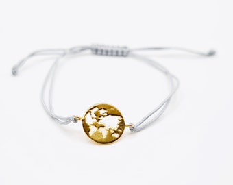 World map wish bracelet gold