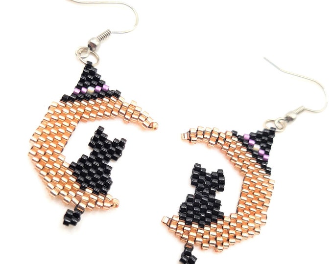 Moon cat earrings