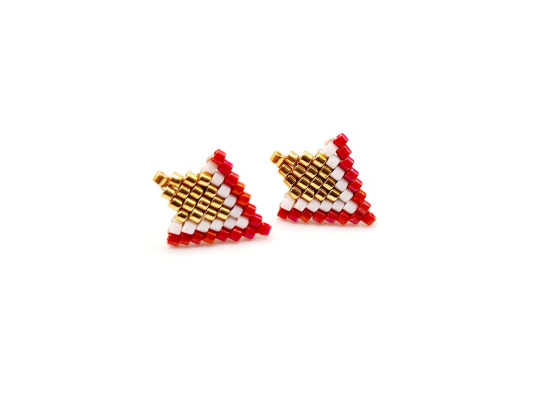Boucles D'oreilles Clous Perles De Miyuki Argent 925 Plaqué Or - Minimalistes - Neuf Avec étiquettes