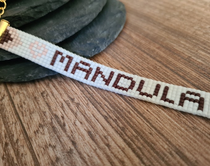 Miyuki Delica personalised bracelet, Unique custom made name Bracelet, Personalised text or dates beaded bracelet