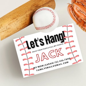 Baseball Visitenkarte | Visitenkarten für Kinder | Datumskarte spielen | Digitale Datei