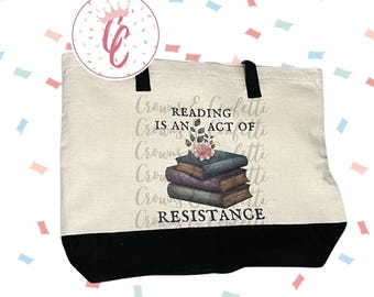 Reading Is Resistance Tote – Anti-Censorship Book Bag – Feminist Library Tote – Rainbow Literary Gift