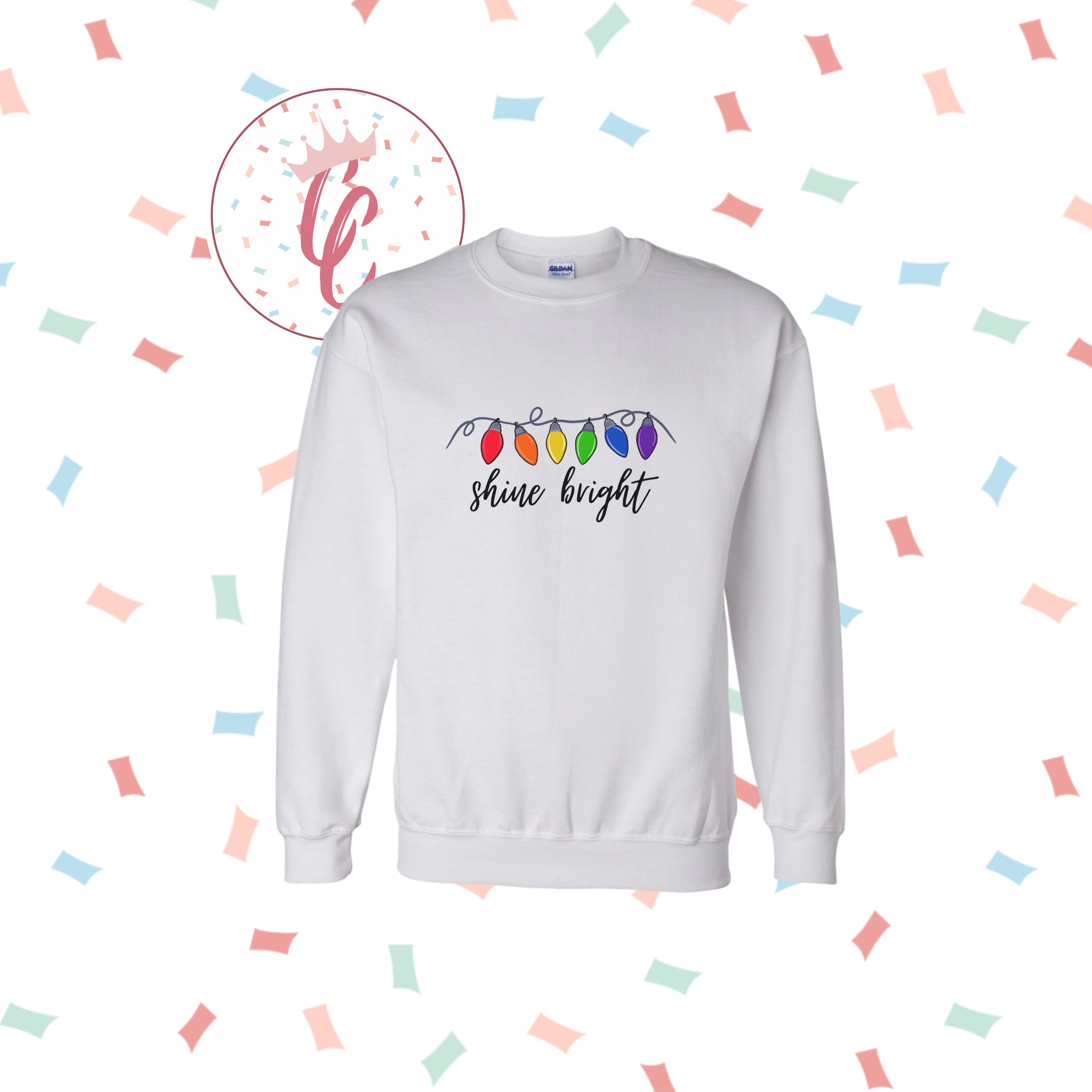Shine Bright | Christmas Lights | Christmas Shirt | LGBTQ+ shirt | Rainbow shirt | love is love | be yourself | love yourself | Ally