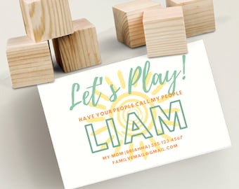 Sunshine Business Card | Kid Business Cards | Play Date Card | Digital File | gifts for kids | mom | gifts | download | sunshine | card