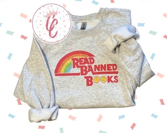 Read Banned Books Shirt – Rainbow Bookworm Tee – Funny Reading Shirt – Gift for Readers and Librarians