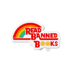 Read Banned Books Magnet | Bunte Lektüre | Verbotene Bücher | Buchban | Geschenke für Sie | Geschenke für Ihn | Geschenk | Magnet | Regenbogen | Lesen