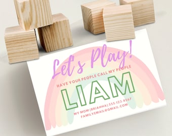 Rainbow Business Card | Kid Business Cards | Play Date Card | Digital File
