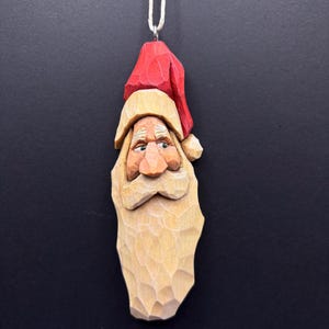 Hand-Carved Santa Christmas Ornament - One-of-a-Kind Holiday Decor