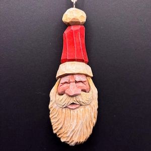 Hand-Carved Santa Christmas Ornament - One-of-a-Kind Holiday Decor