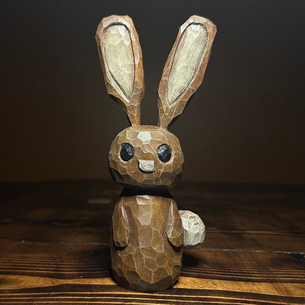 Wood Carved Chocolate Bunny - Easter Gift Decoration- Handmade Osterdeko