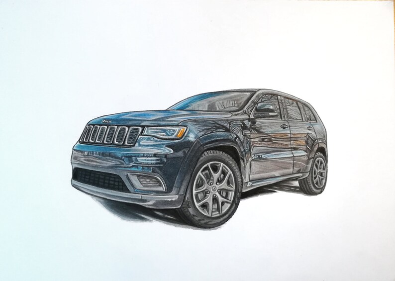 JEEP Grand Cherokee Poster Realistic Car Drawing Print | Etsy