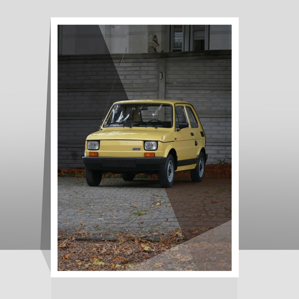 Fiat 126p - Polski Fiat Maluch - Retro 80s Classic Car - Fine Art Print - Wall Decor - Fathers Day Gift - Kids Boys Room Decoration